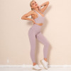 Double-sided Brocade Beauty Back Solid color Yoga suit Y10