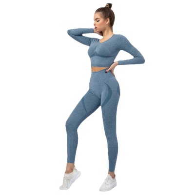 Fitness long-sleeved nine-point pants two-piece Y39