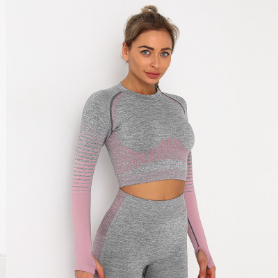 Navel Seamless Long Sleeve Yoga Clothes Y89