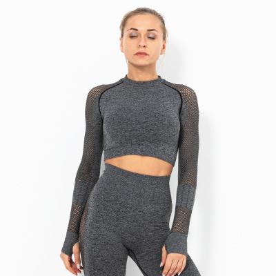 Non-marking yoga clothing T-shirt long-sleeved fitness clothing Y106