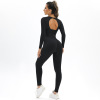 Peach Seamless Knitted Backless High Spring Long Sleeve Yoga Suit Y33