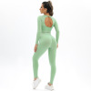 Peach Seamless Knitted Backless High Spring Long Sleeve Yoga Suit Y33