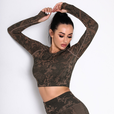 Seamless camouflage tight sweat-absorbing breathable yoga clothing Y103