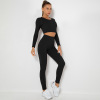 Seamless knitted striped yoga suit Y30