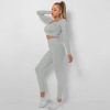 Seamless Threaded Multi-angle Stitching low neck Yoga Long Sleeve Suit Y34