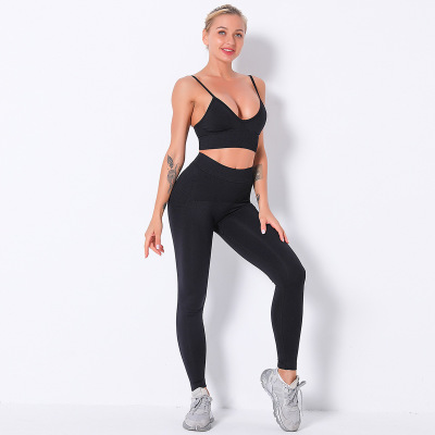 Sexy Suspender Bra Solid Color Tight Yoga Suit Y51