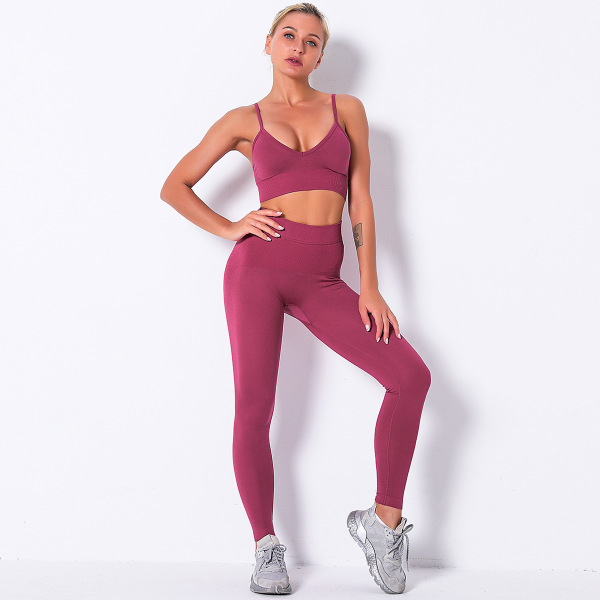 Sexy Suspender Bra Solid Color Tight Yoga Suit Y51