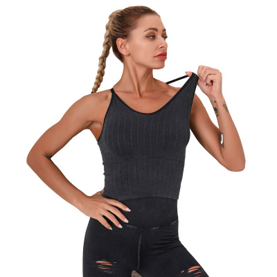 Slim striped sexy fitness vest women's high elastic Y83