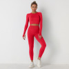 Solid color Seamless Long Sleeve pants Yoga clothes set Y48