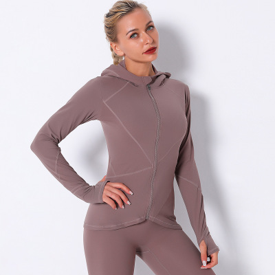 Solid color sexy sports zipper jacket yoga clothing women Y104