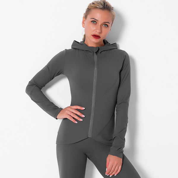 Solid color sexy sports zipper jacket yoga clothing women Y104