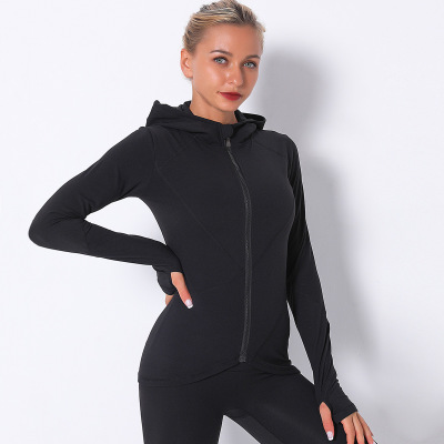 Solid color sexy sports zipper jacket yoga clothing women Y104