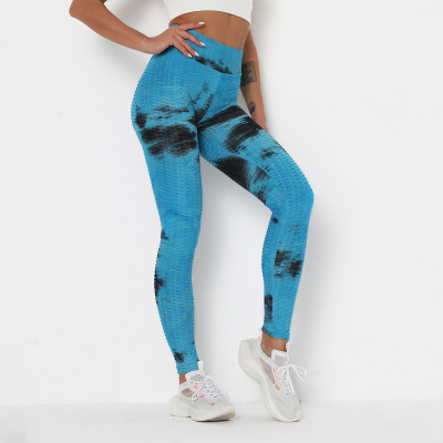 Tie dye Bubble Yoga pants slim buttock sports fitness pants Y131