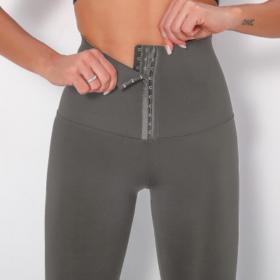 Ultra High Waist Breasted Abdominal Retraction Fitness Pants Y158