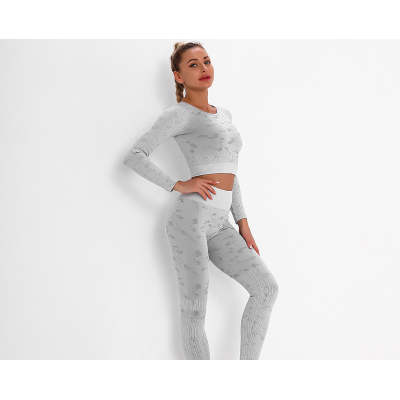 Jacquard Top Long Sleeve Yoga clothes suit Sports Y53