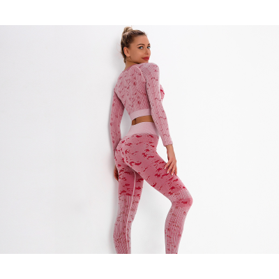 Jacquard Top Long Sleeve Yoga clothes suit Sports Y53