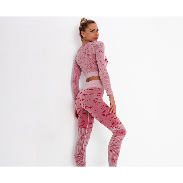 Jacquard Top Long Sleeve Yoga clothes suit Sports Y53